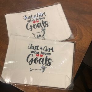 2 White 'Just a Girl Who Loves Goats' Pouches